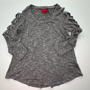 Jennifer Lopez gray pullover‎ sweater criss cross cut-out sleeves women’s medium